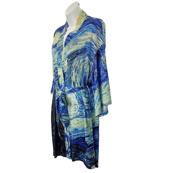 Van Gogh Robe Starry Night Womens Size Extra Large Kimono Exhibit Exclusive NEW - Picture 3 of 10